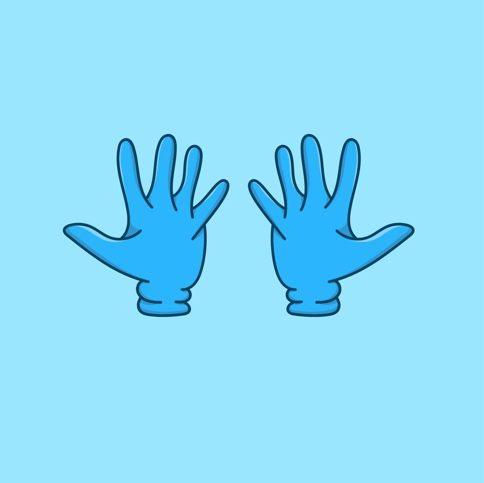 main bleue avec des gants isolés style cartoon illustration vectorielle vecteur