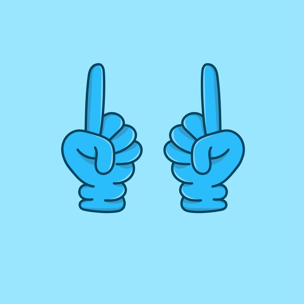 main bleue avec des gants isolés style cartoon illustration vectorielle vecteur