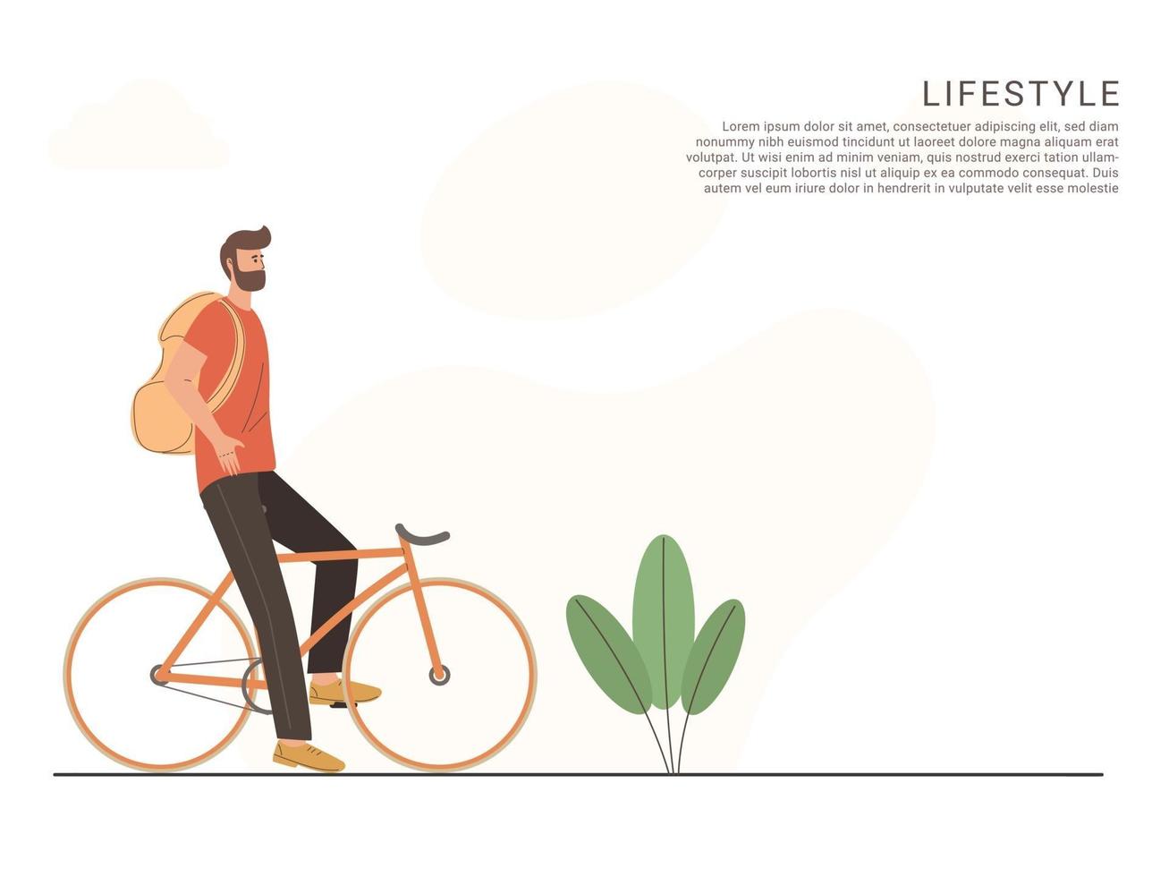 personnages de l'homme faisant du vélo style de vie et concept de service de messagerie vecteur