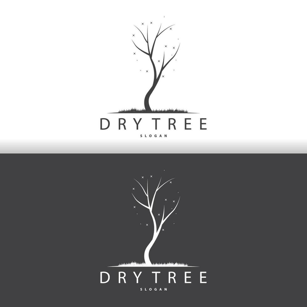 sec arbre logo, mort arbre plante conception vecteur silhouette illustration modèle