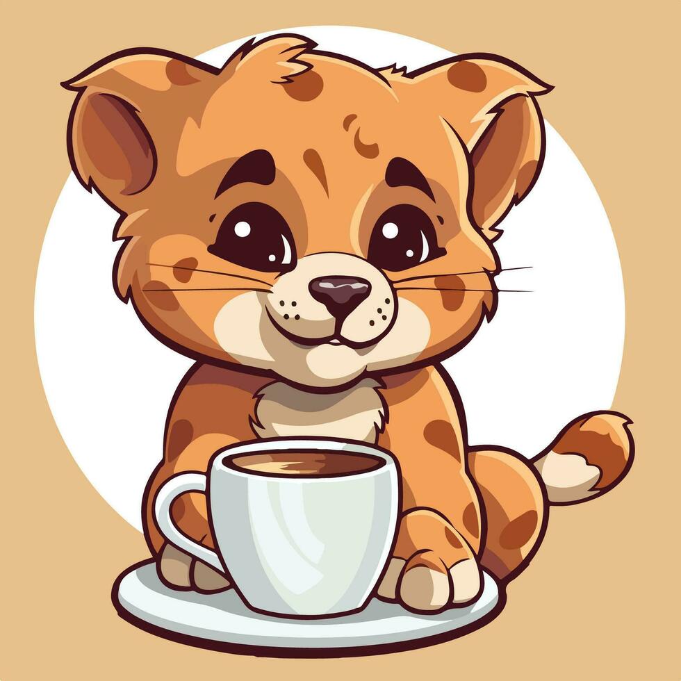 une mignonne puma mascotte pour une café vecteur