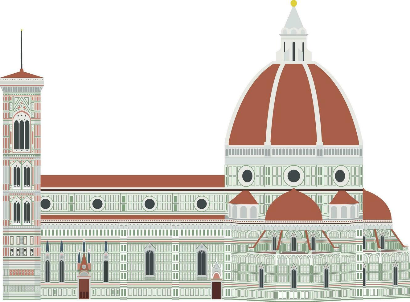 Père Noël maria dei fiore, Florence, Italie. isolé sur blanc Contexte vecteur illustration.