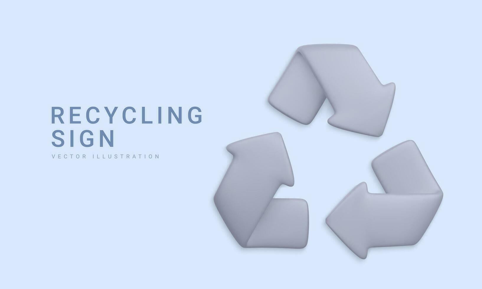 3d réaliste recyclage signe isolé sur bleu Contexte. vecteur illustration