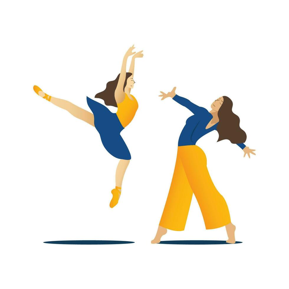 ballerine dans Jaune jupe et pointe chaussures. vecteur illustration.