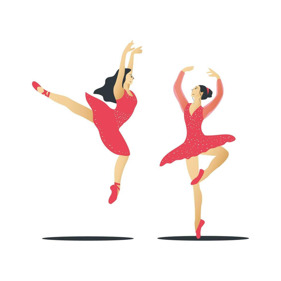 ballet Danseur dans rouge robe. vecteur illustration dans plat style.