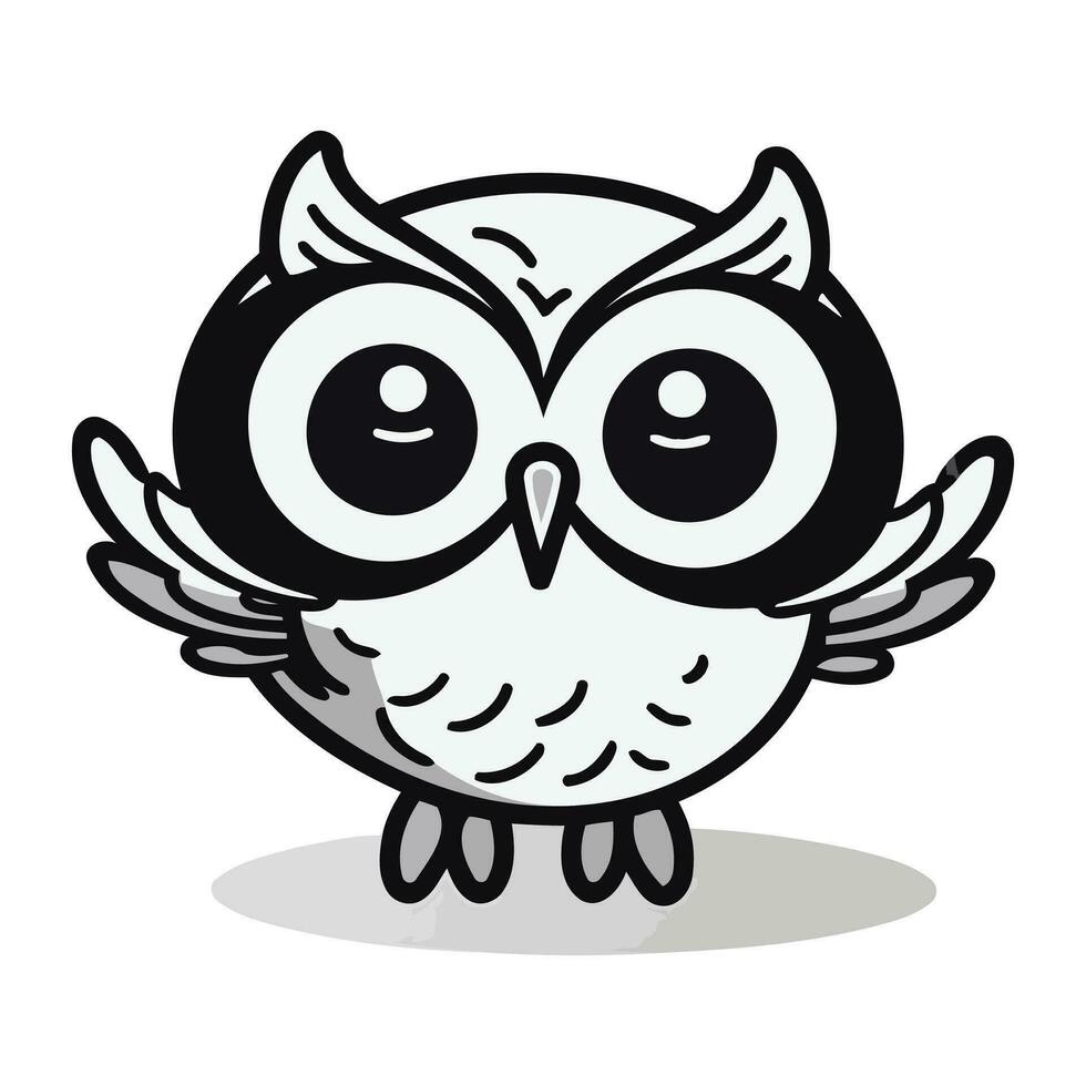 hibou dessin animé griffonnage vecteur illustration isolé sur blanc Contexte.