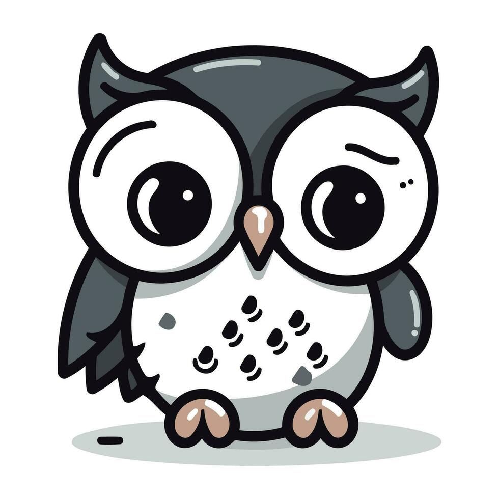 mignonne dessin animé hibou. vecteur illustration isolé sur une blanc Contexte.