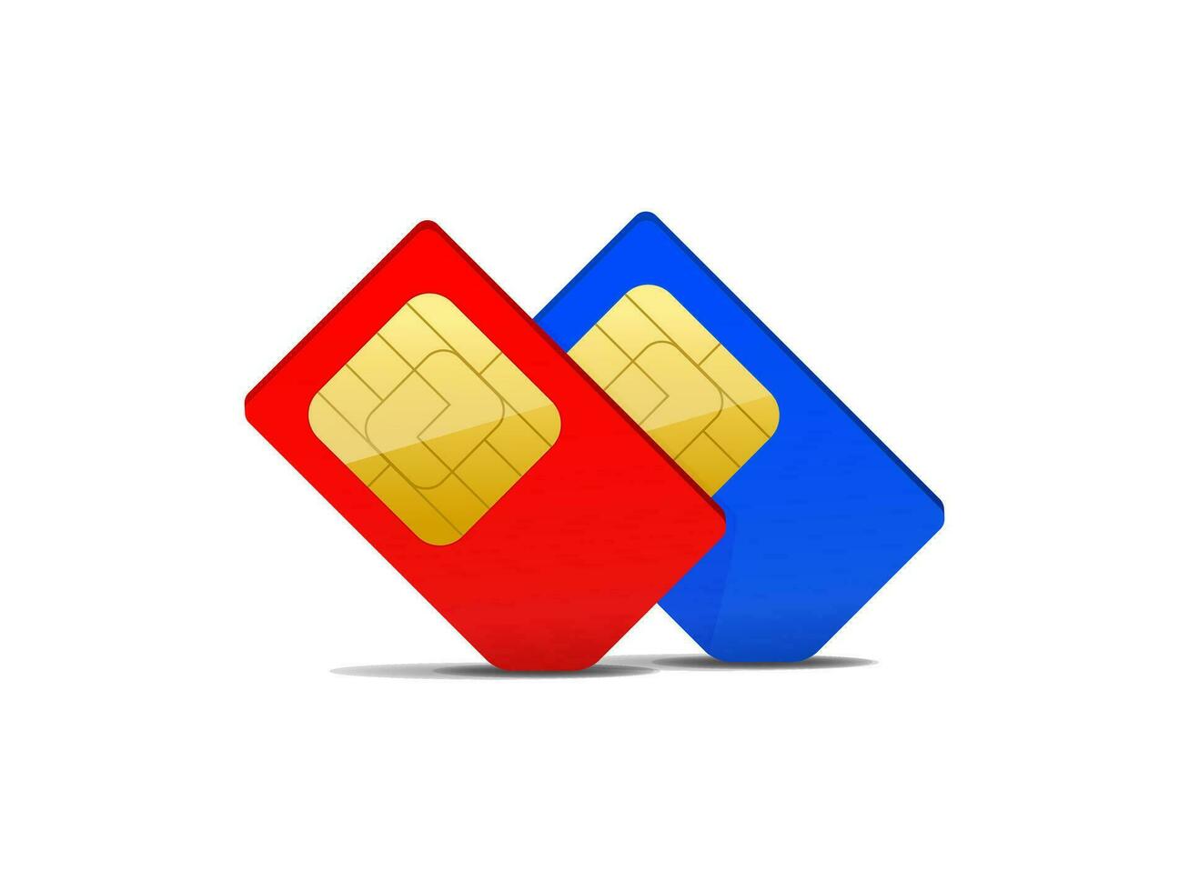 deux sim carte rouge et bleu vecteur