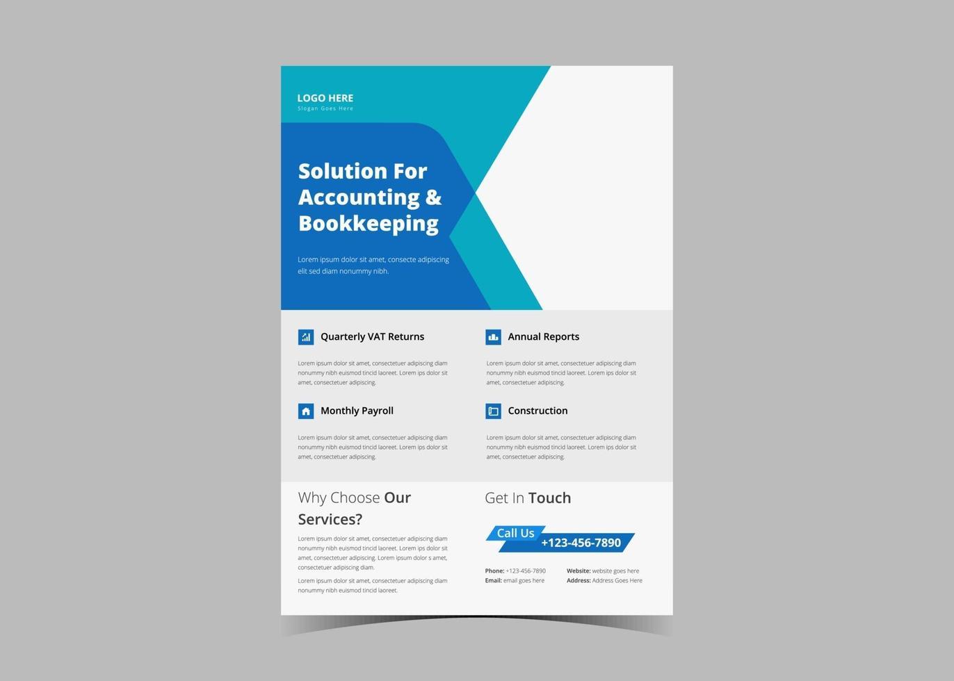 modèle de flyer de service de comptabilité et de tenue de livres. vecteur