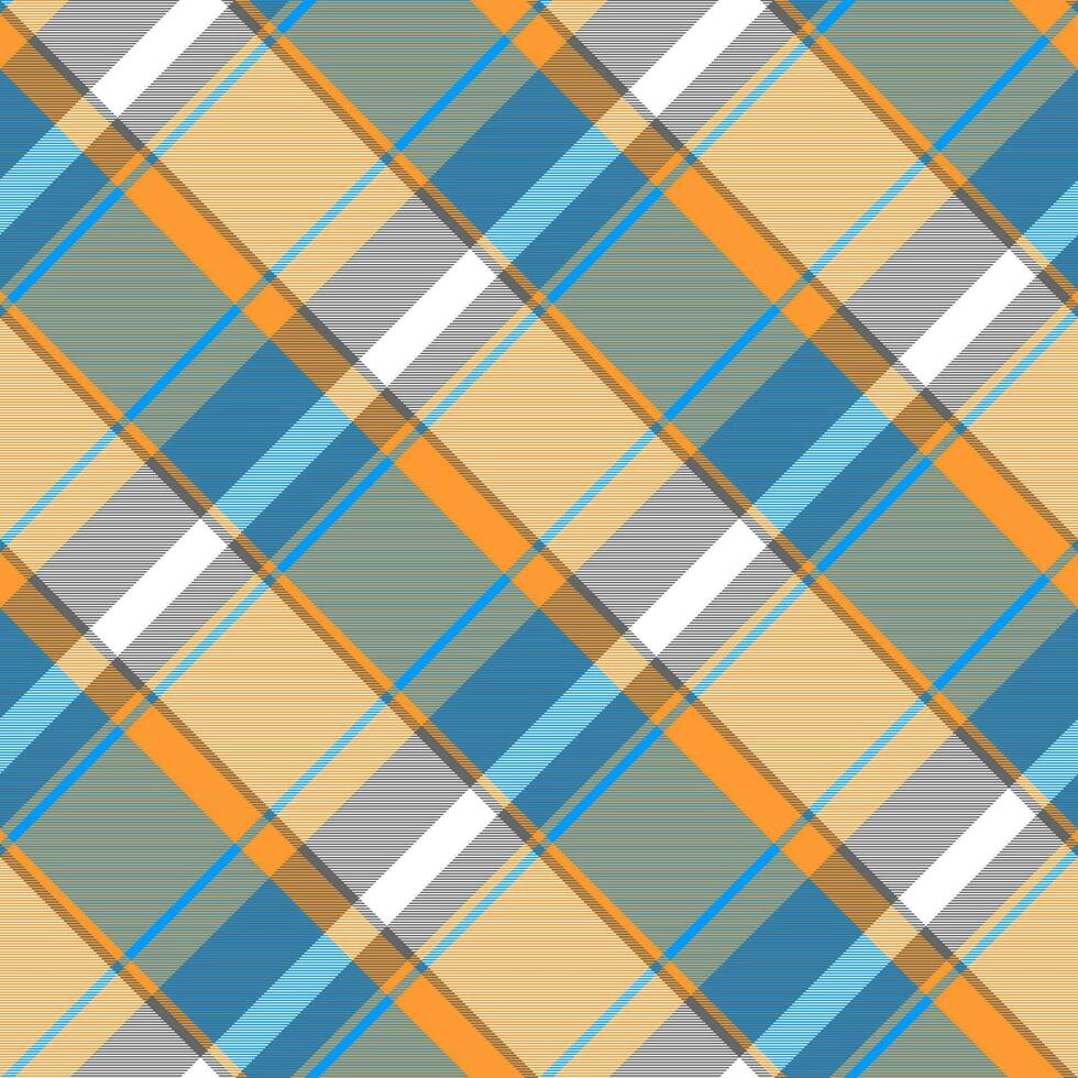 Orange bleu moderne plaid sans couture en tissu texture vecteur