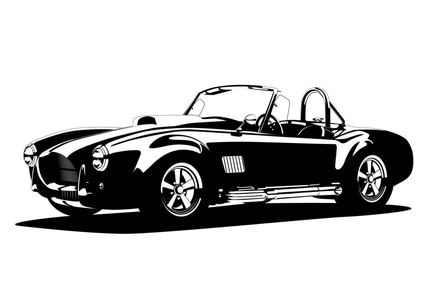 classique sport silhouette voiture ac Shelby cobra roadster vecteur