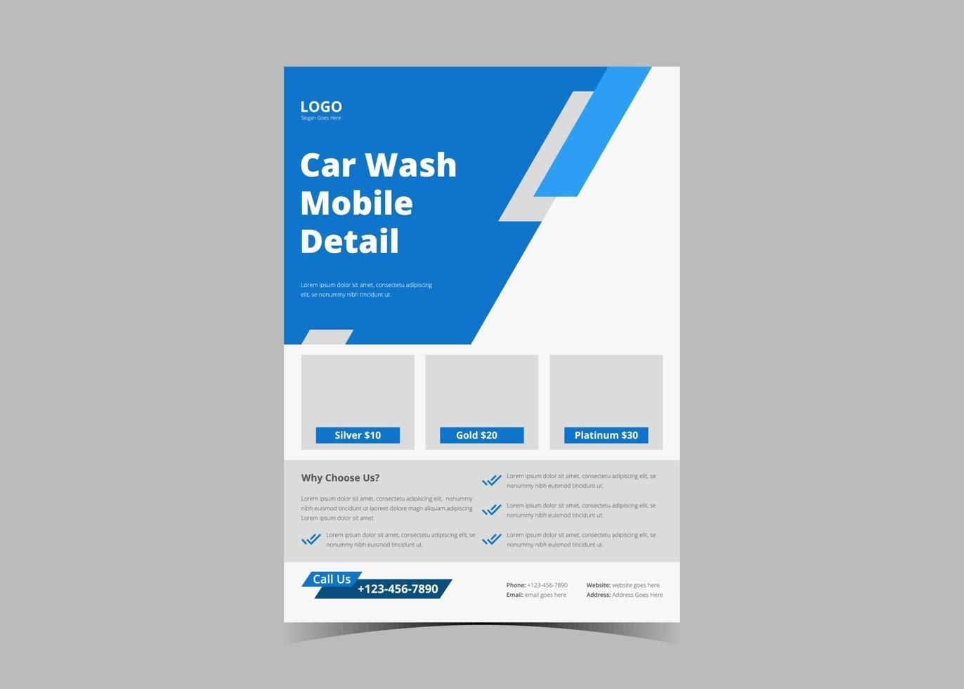 modèle de conception de flyer de lavage de voiture vecteur