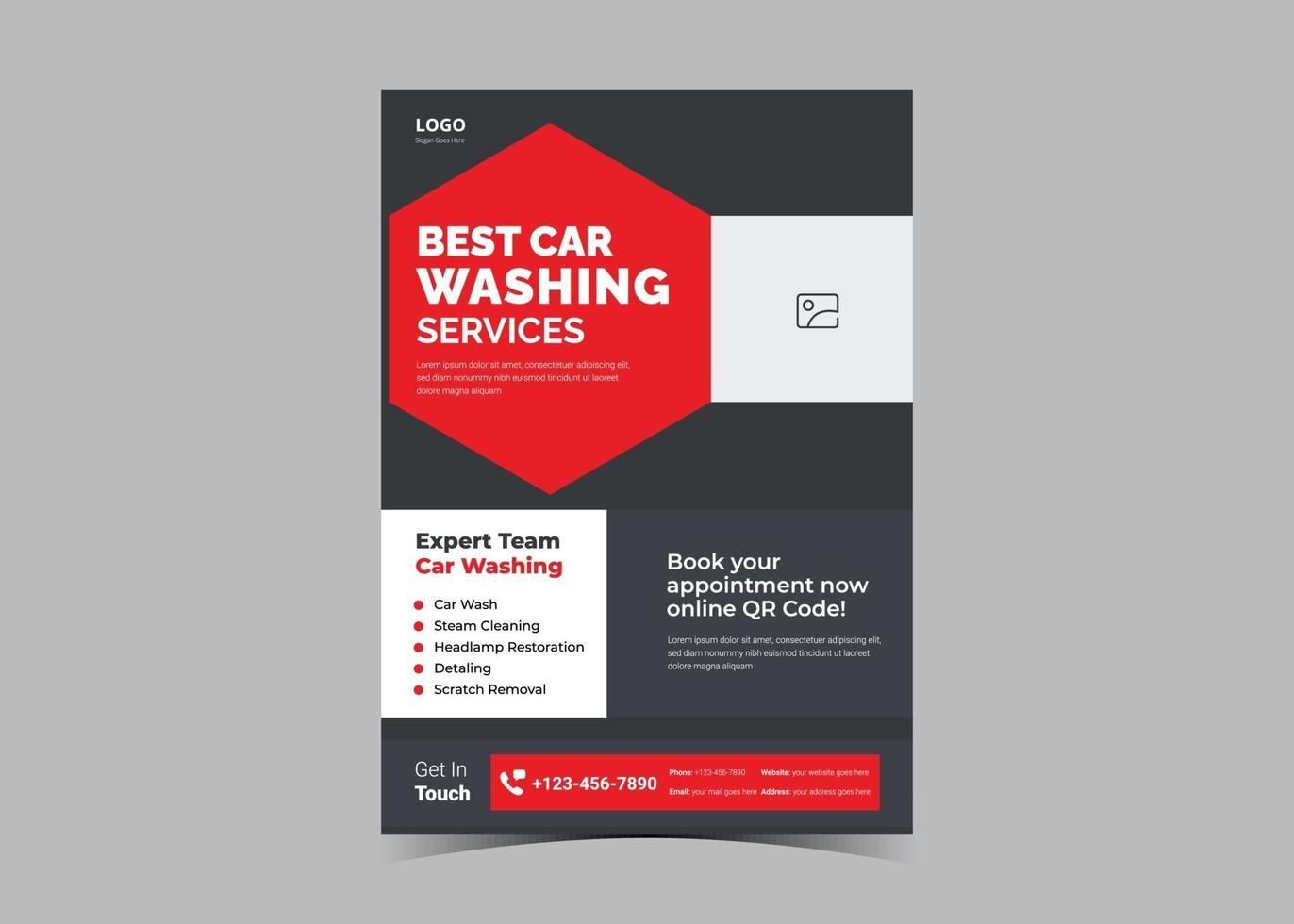 modèle de conception de flyer de lavage de voiture vecteur