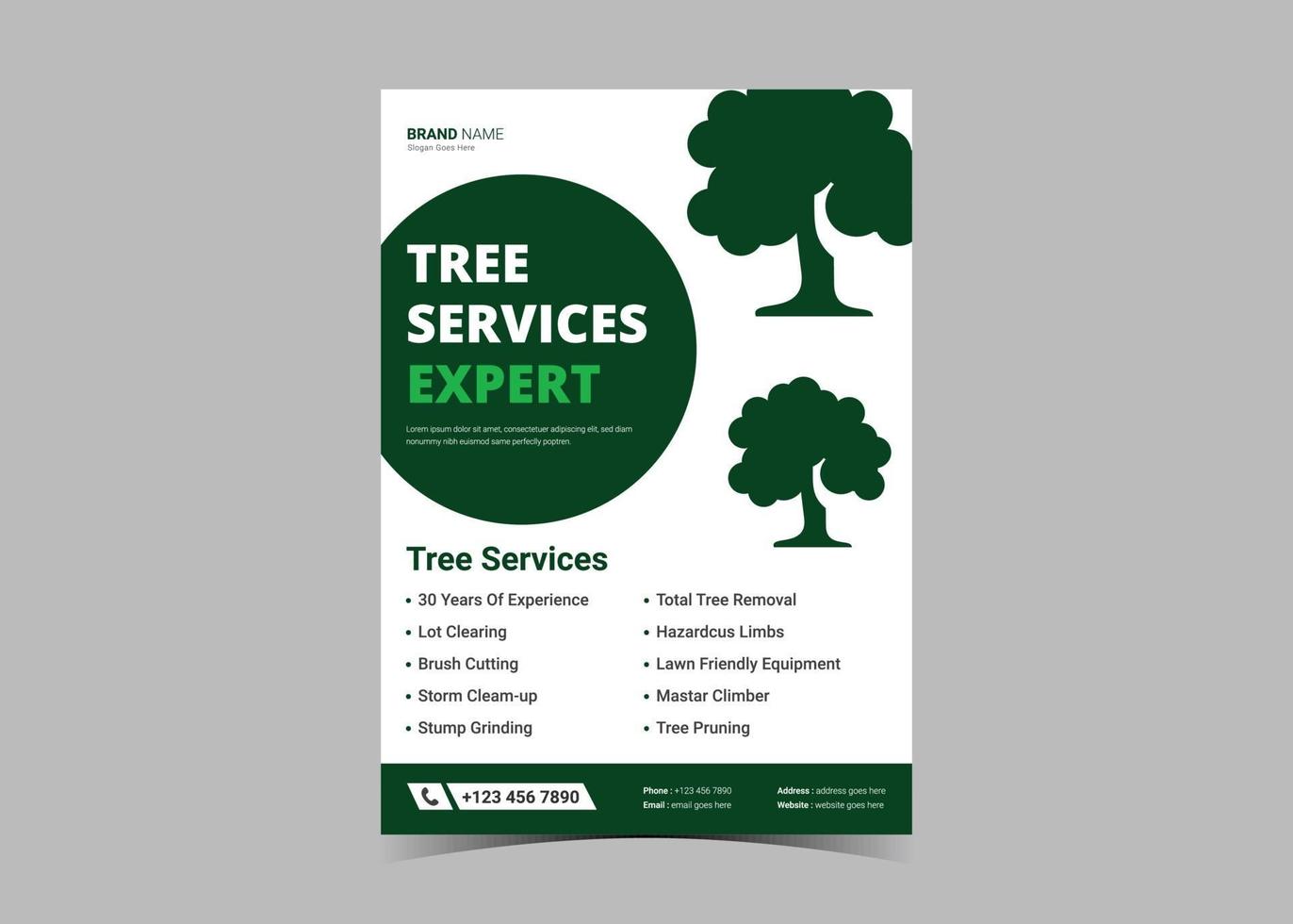 modèle de conception de flyer de service d'arbre vecteur