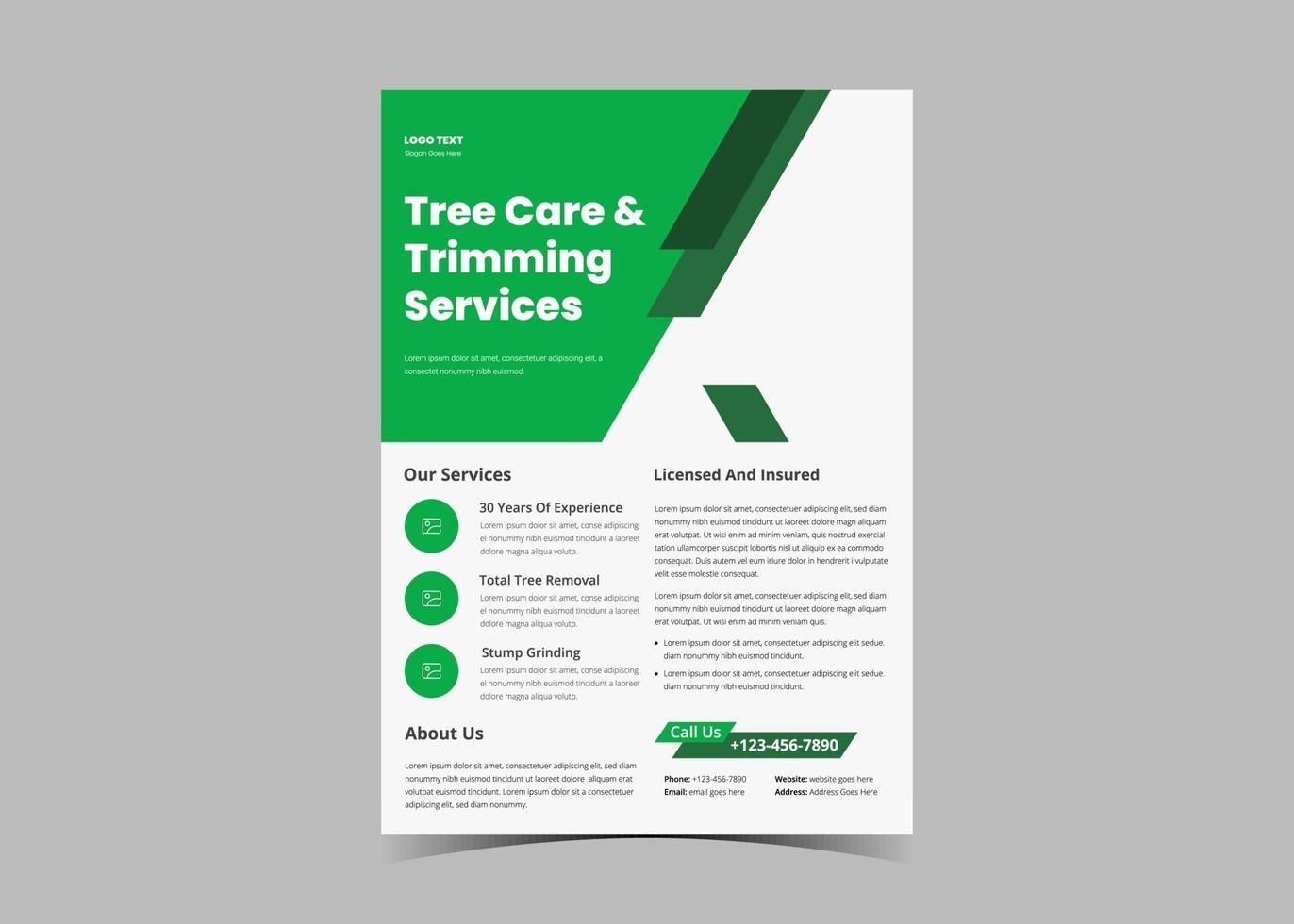 modèle de conception de flyer de service d'arbre vecteur