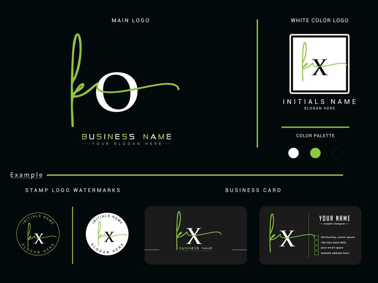 monogramme ko Signature logo, minimaliste ko luxe vêtements logo vecteur