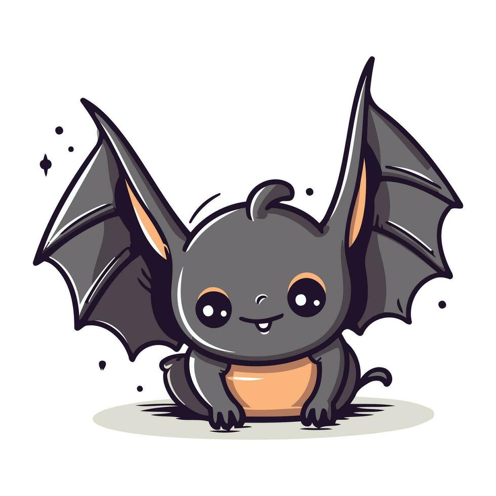 mignonne chauve souris dessin animé mascotte personnage. vecteur illustration.