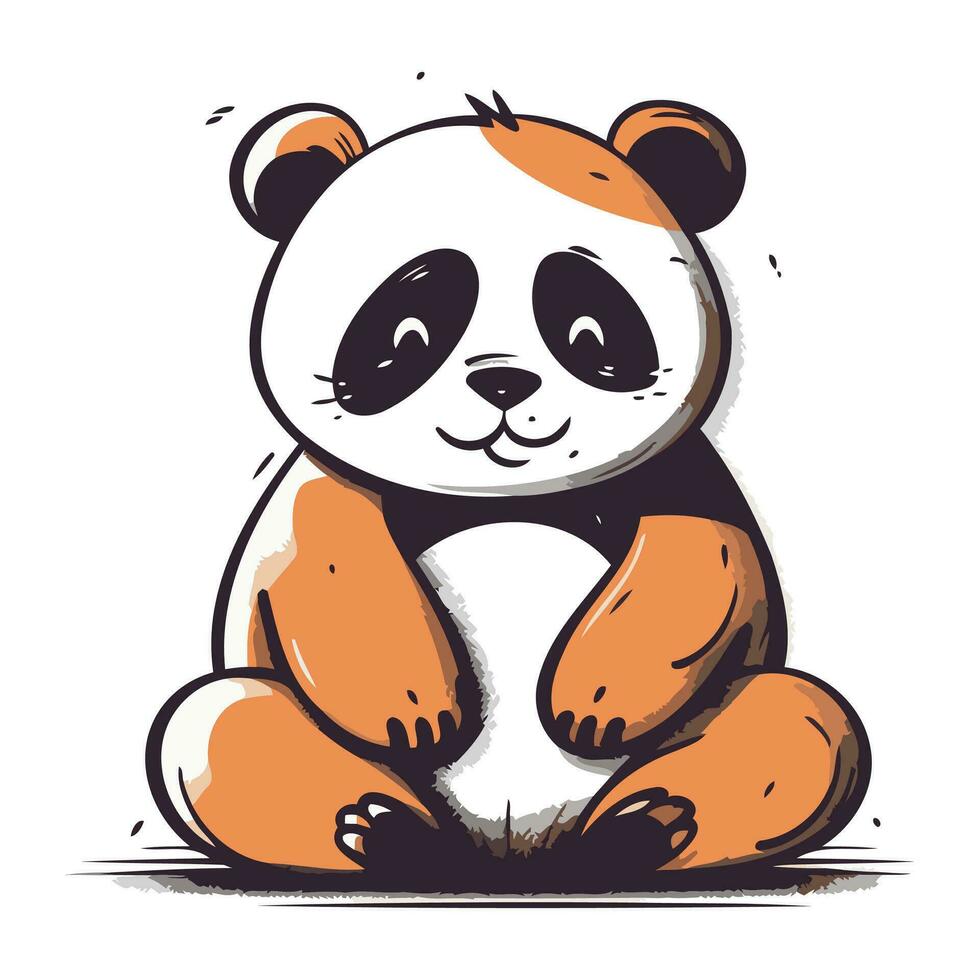mignonne dessin animé Panda séance sur le sol. vecteur illustration.
