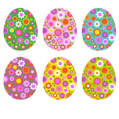 Oeufs de Pâques avec motifs floraux vecteur