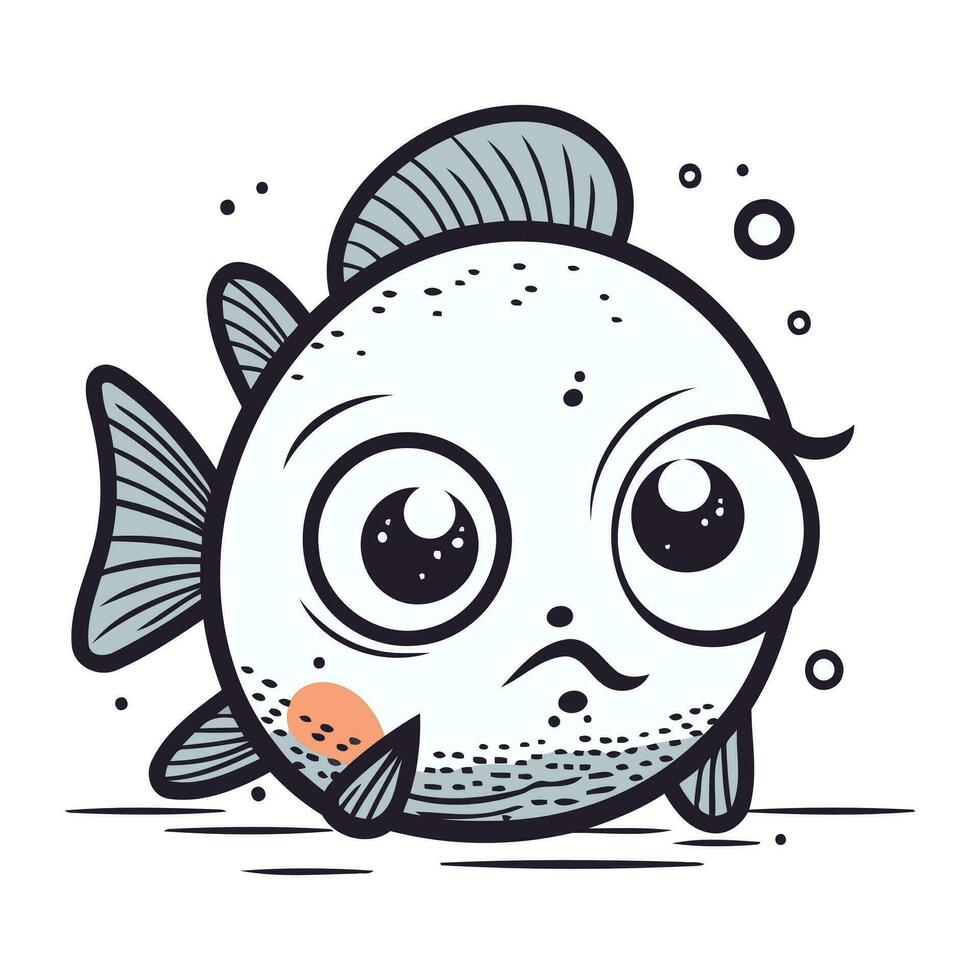 mignonne dessin animé poisson. vecteur illustration. isolé sur blanc Contexte.