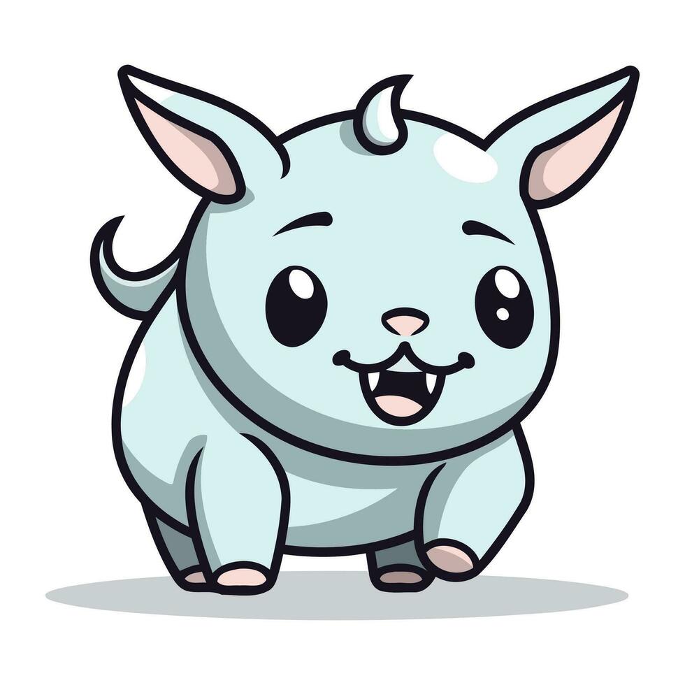mignonne rhinocéros dessin animé mascotte personnage vecteur illustration