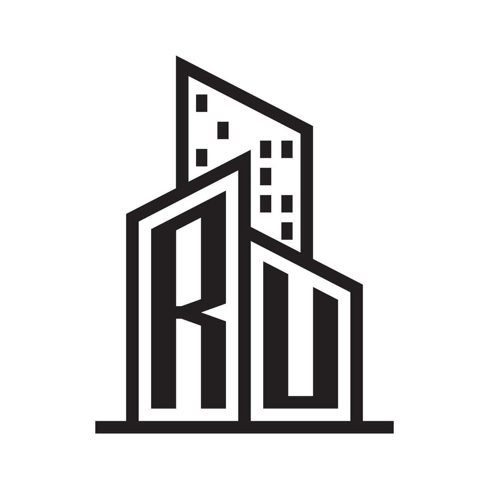 ru réel biens logo avec bâtiment style , réel biens logo Stock vecteur