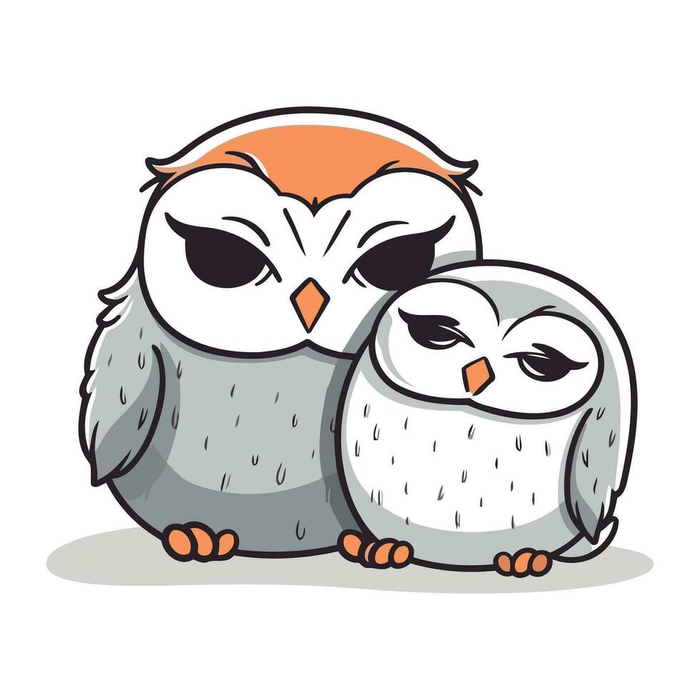 hibou famille dessin animé icône. animal personnage conception. vecteur illustration.