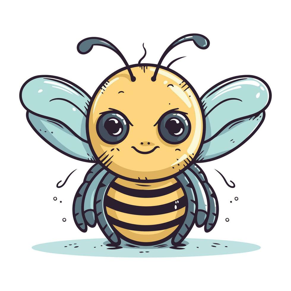 mignonne dessin animé abeille. vecteur illustration. isolé sur blanc Contexte.