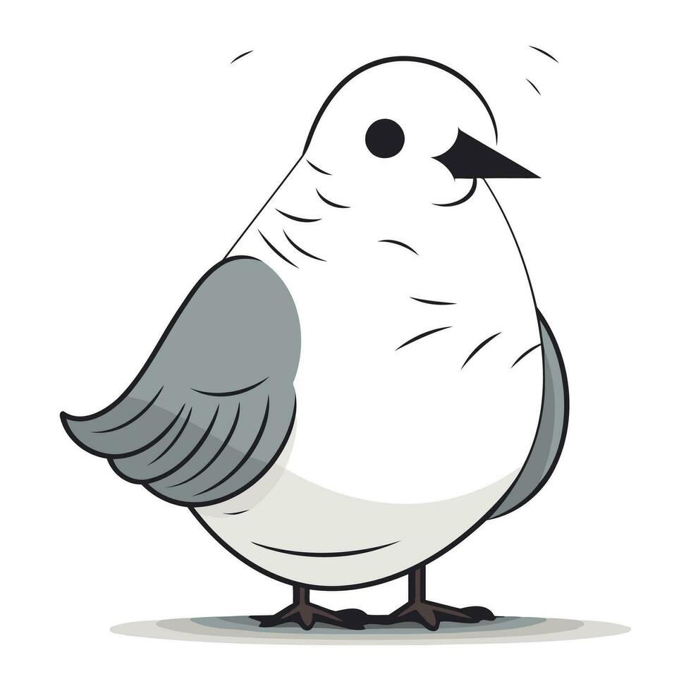 Pigeon isolé sur une blanc Contexte. vecteur illustration dans dessin animé style.
