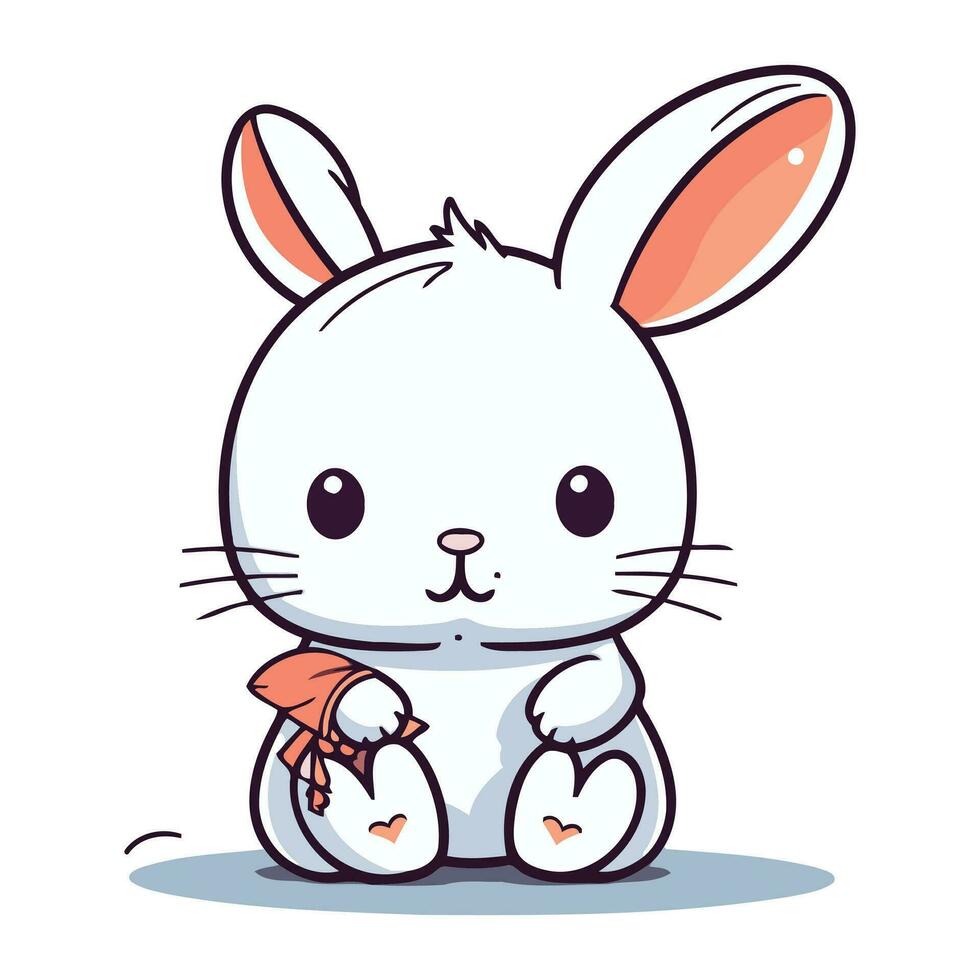 mignonne dessin animé lapin. vecteur illustration de une mignonne lapin avec une carotte.