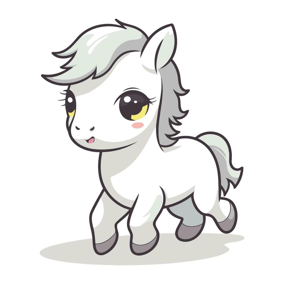 mignonne blanc poney personnage dessin animé vecteur illustration. mignonne poney animal.