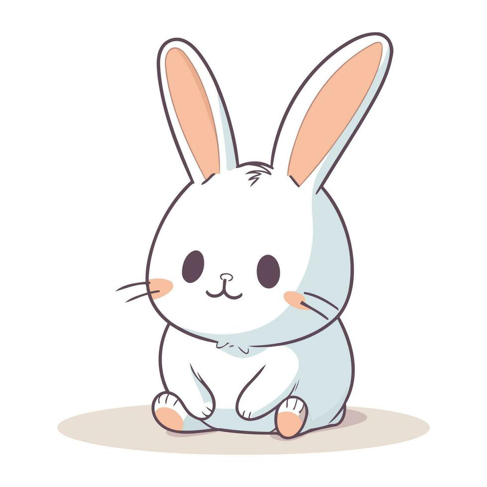 mignonne peu lapin avec expression de bonheur et joie. vecteur illustration