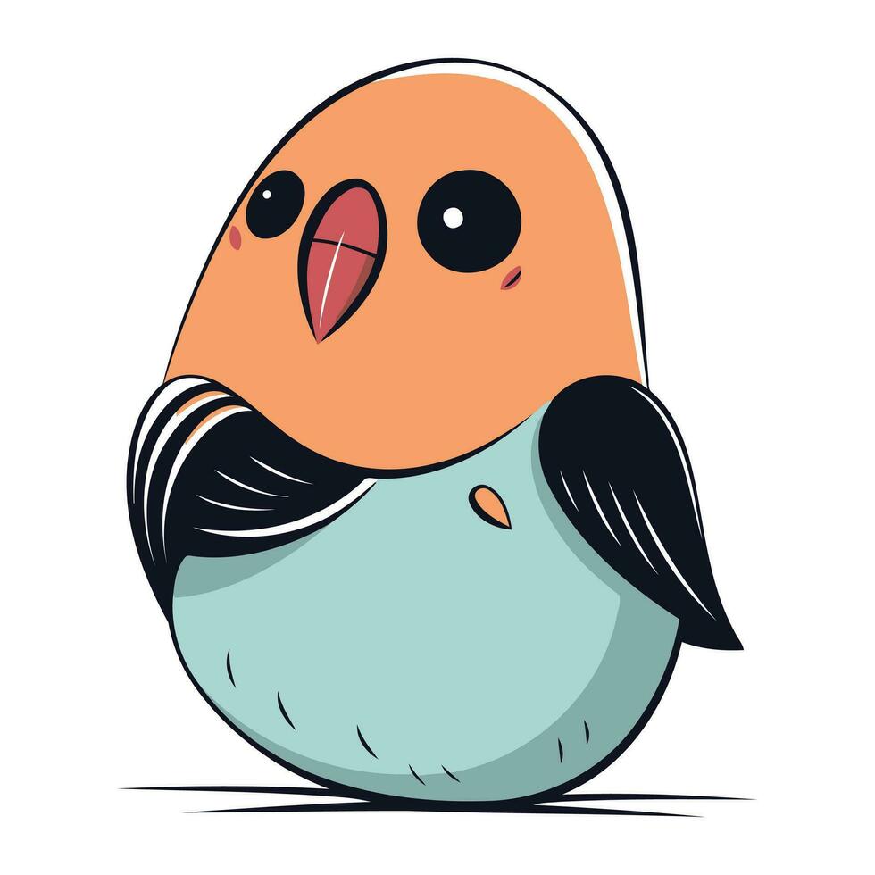 vecteur illustration de une mignonne peu oiseau isolé sur blanc Contexte. dessin animé style.