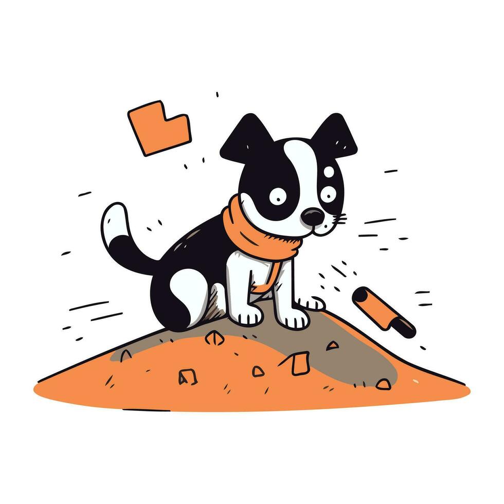mignonne dessin animé chien avec une cassé os. vecteur illustration sur blanc Contexte.
