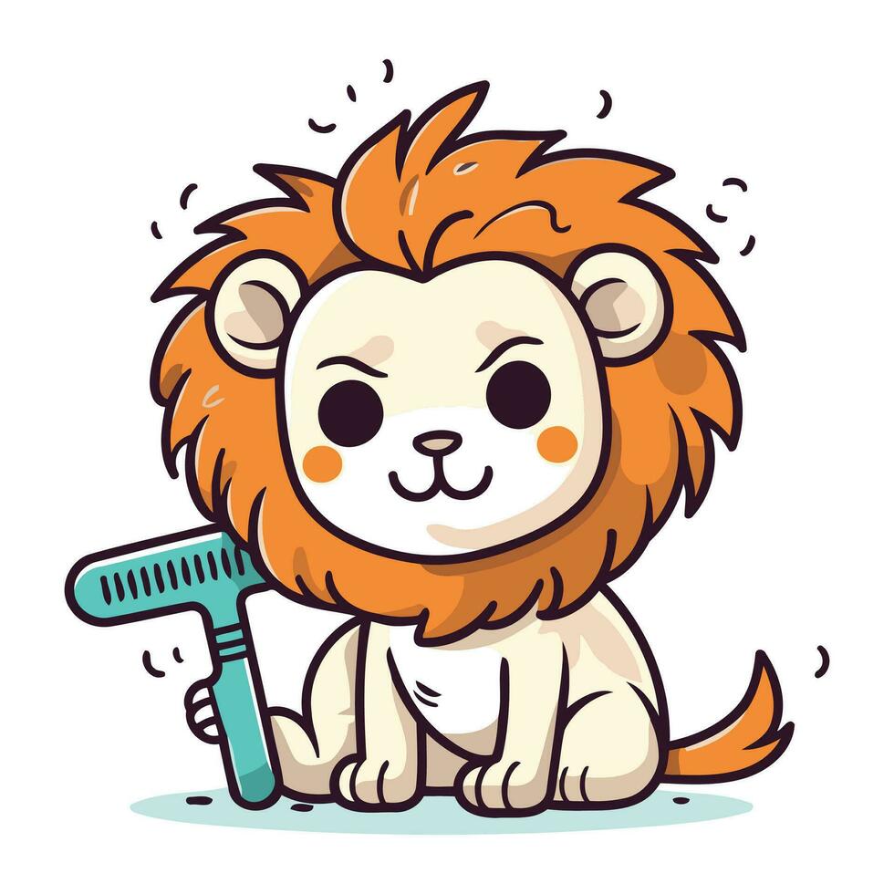 mignonne dessin animé lion. vecteur illustration de une mignonne dessin animé lion.
