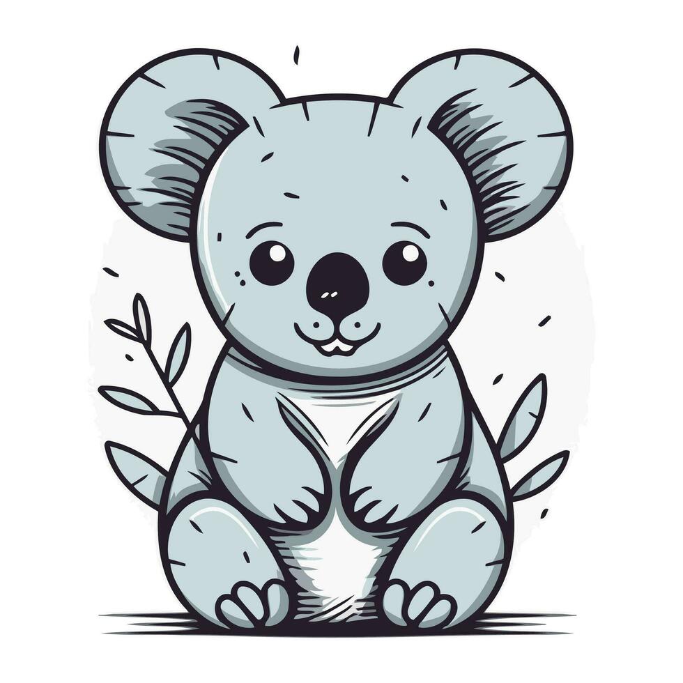 mignonne koala dessin animé vecteur illustration. main tiré mignonne koala personnage.