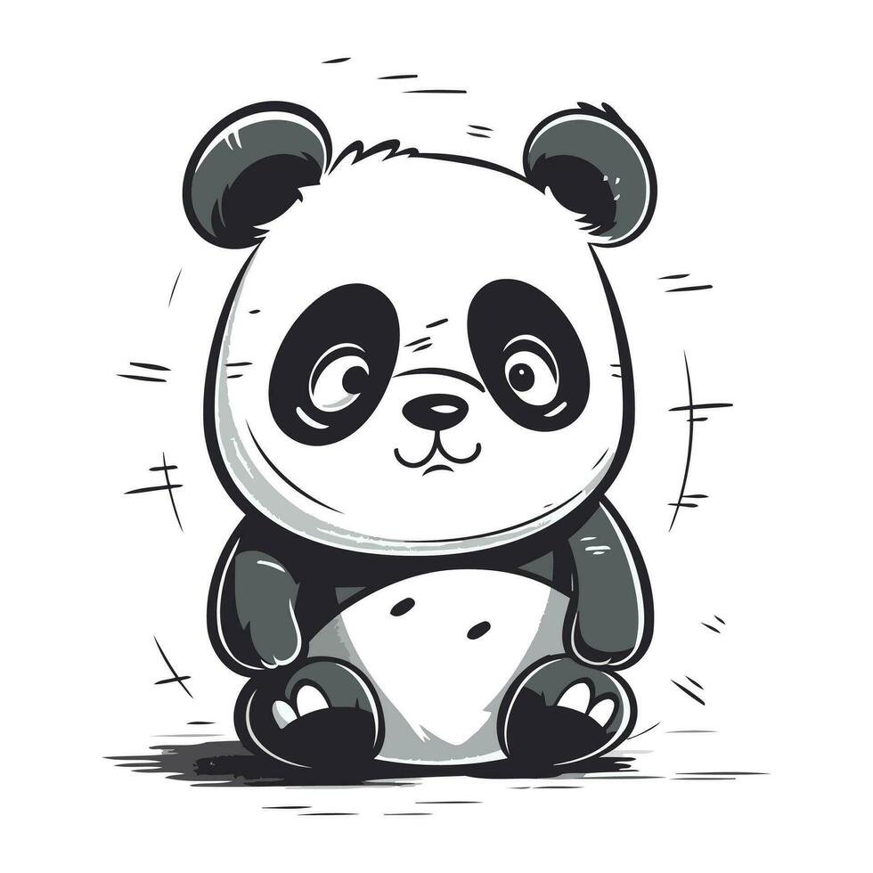 mignonne Panda vecteur illustration. main tiré dessin animé Panda.