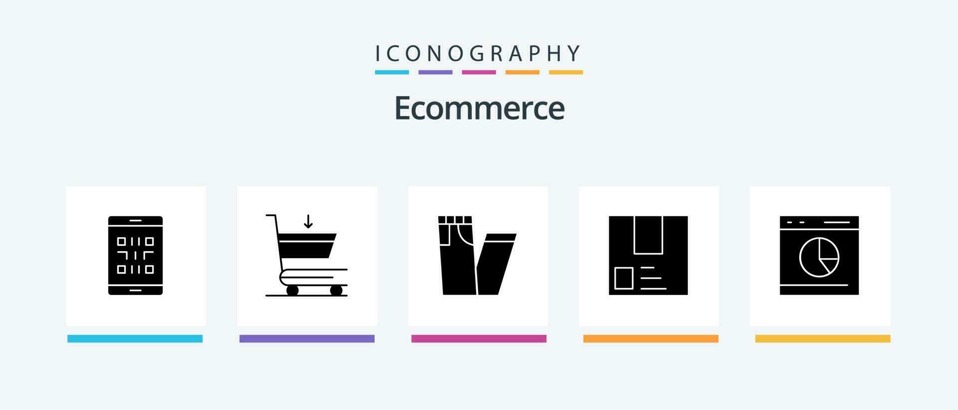 commerce électronique glyphe 5 icône pack comprenant diagramme. expédition. mode. produit. commerce électronique. Créatif Icônes conception vecteur