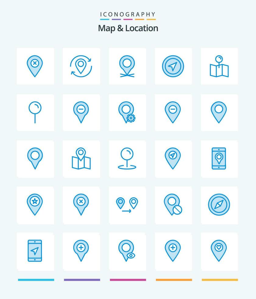 Créatif carte emplacement 25 bleu icône pack tel comme moins. la navigation. broche. carte. épingle vecteur