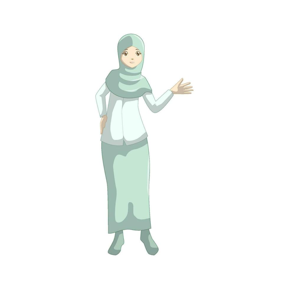 une femme portant musulman vêtements dans anime style vecteur