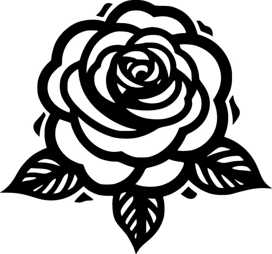 Rose - noir et blanc isolé icône - vecteur illustration