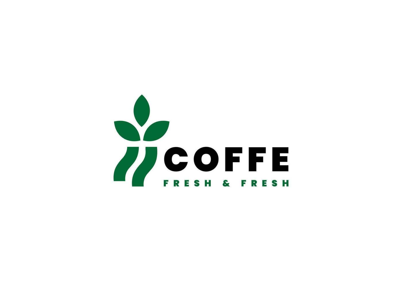 grain de café avec vecteur de logo minimal hipster de branche de plante avec icône de contour de ligne simple feuille pour café