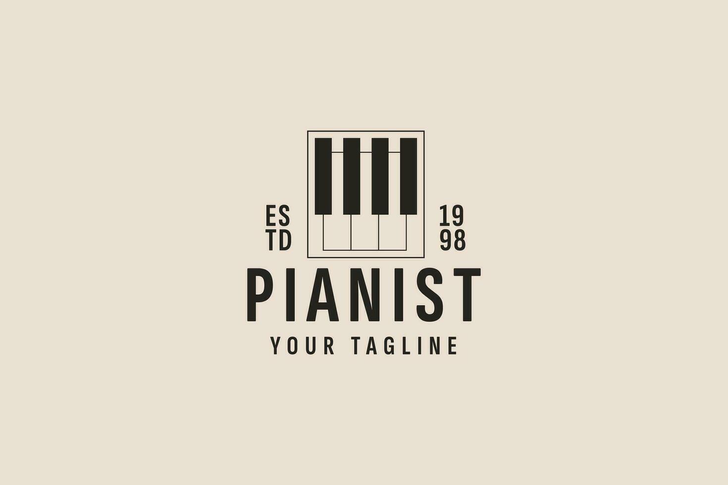 ancien style piano logo vecteur icône illustration