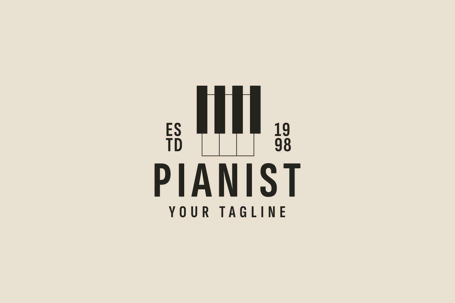 ancien style piano logo vecteur icône illustration