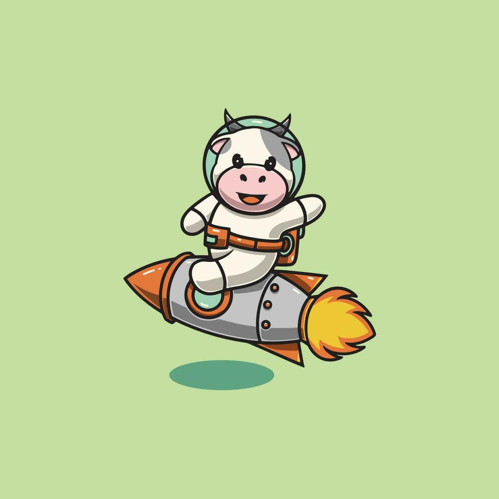 mignonne bébé vache aller à le lune dessin animé illustration vecteur