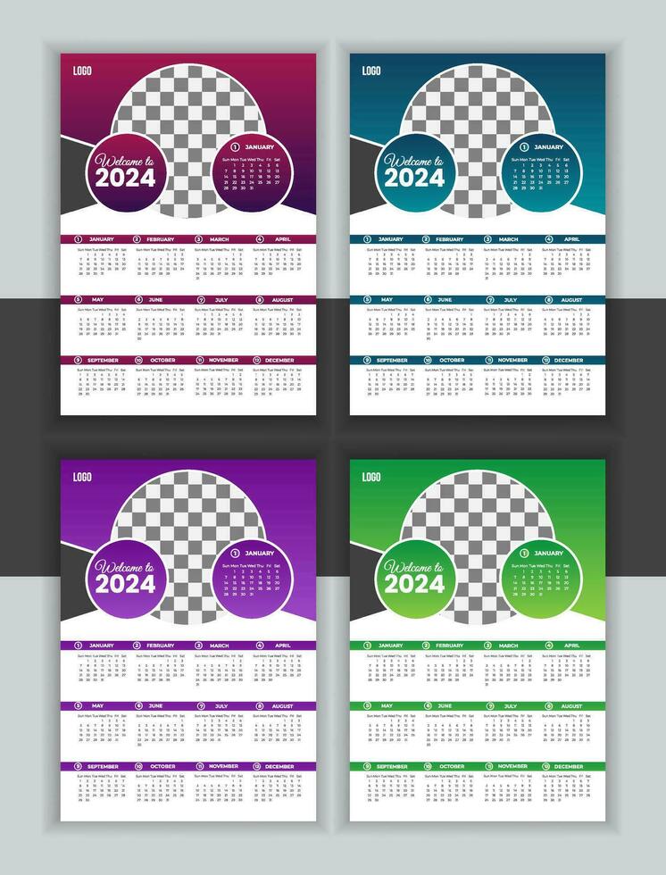 vecteur 2024 calendrier conception modèle pour vous entreprise mur calendrier