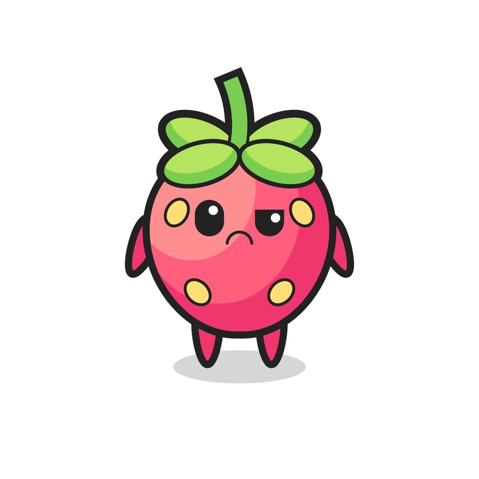 la mascotte de la fraise au visage sceptique vecteur