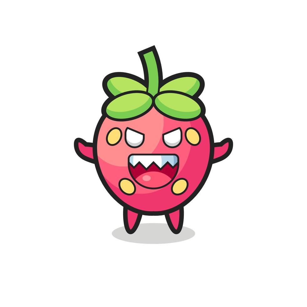 illustration du personnage mascotte fraise maléfique vecteur