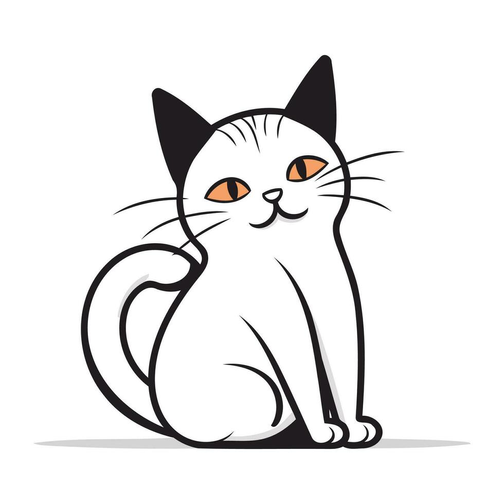 mignonne dessin animé chat. vecteur illustration isolé sur une blanc Contexte.