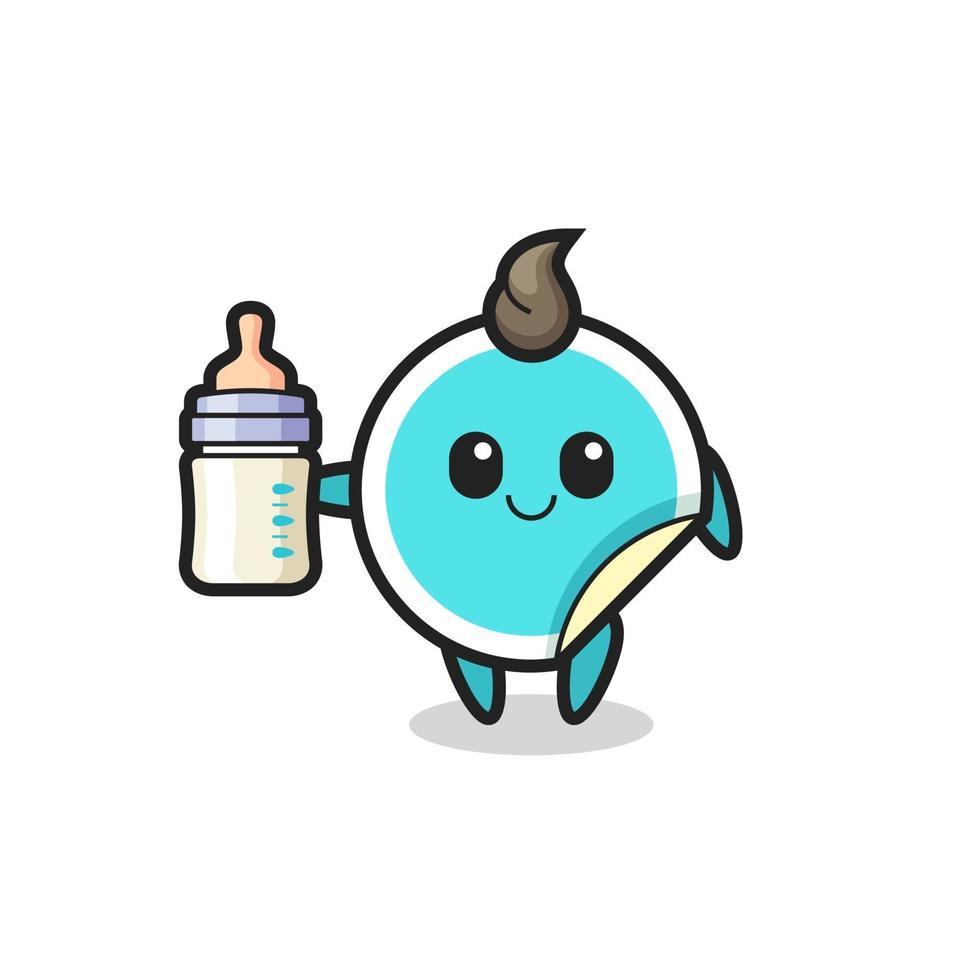 personnage de dessin animé autocollant bébé avec bouteille de lait vecteur